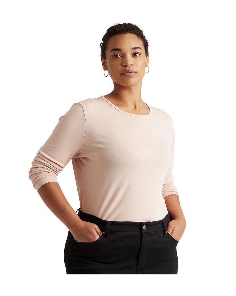 Plus Size Stretch Long-Sleeve Tee Pink $34.75 Tops