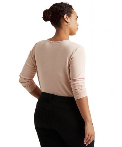 Plus Size Stretch Long-Sleeve Tee Pink $34.75 Tops