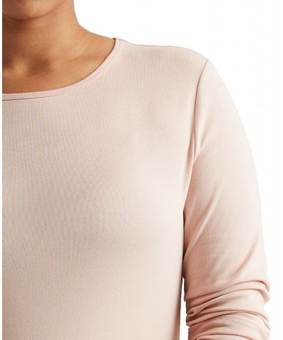 Plus Size Stretch Long-Sleeve Tee Pink $34.75 Tops