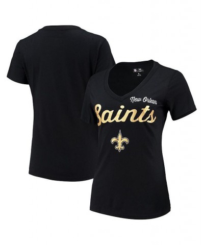 Women's Black New Orleans Saints Post Season V-Neck T-shirt Black $14.55 Tops