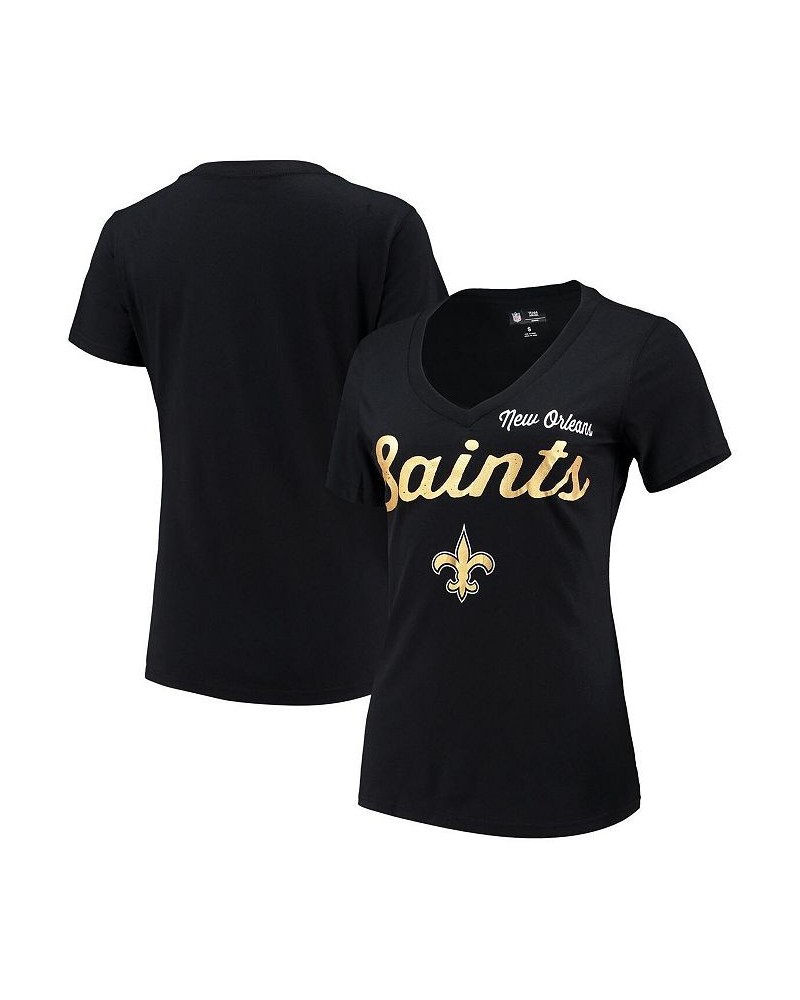 Women's Black New Orleans Saints Post Season V-Neck T-shirt Black $14.55 Tops