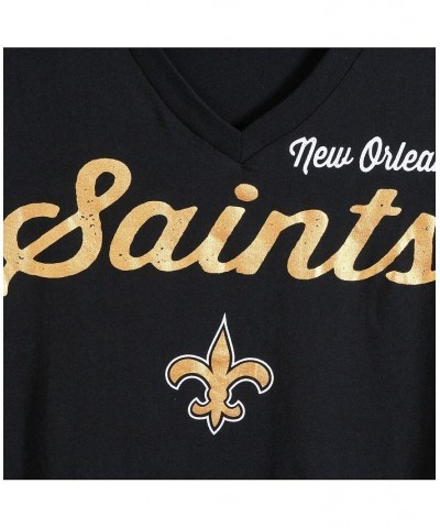 Women's Black New Orleans Saints Post Season V-Neck T-shirt Black $14.55 Tops