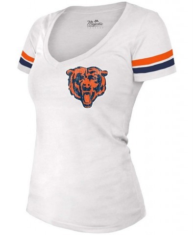 Women's Justin Fields White Chicago Bears Player Name Number V-Neck T-shirt White $29.90 Tops