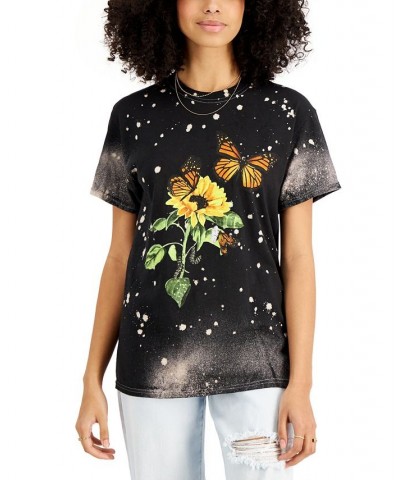 Juniors' Cotton Butterfly-Print T-Shirt Black $11.20 Tops