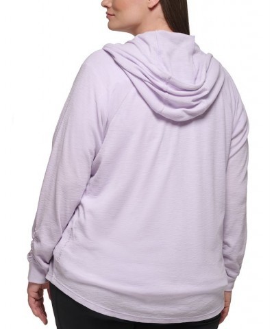 Plus Size Ruched-Sleeve Zip Hoodie T-Shirt & Leggings Blue $26.09 Hosiery