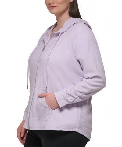 Plus Size Ruched-Sleeve Zip Hoodie T-Shirt & Leggings Blue $26.09 Hosiery