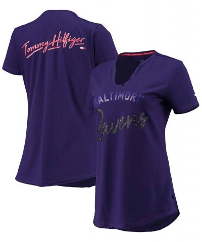 Women's Purple Baltimore Ravens Riley V-Neck T-shirt Purple $20.25 Tops