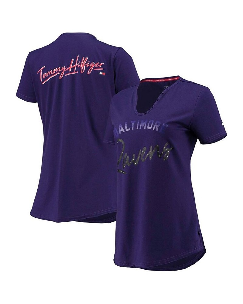 Women's Purple Baltimore Ravens Riley V-Neck T-shirt Purple $20.25 Tops