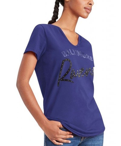 Women's Purple Baltimore Ravens Riley V-Neck T-shirt Purple $20.25 Tops