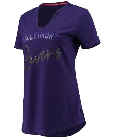 Women's Purple Baltimore Ravens Riley V-Neck T-shirt Purple $20.25 Tops