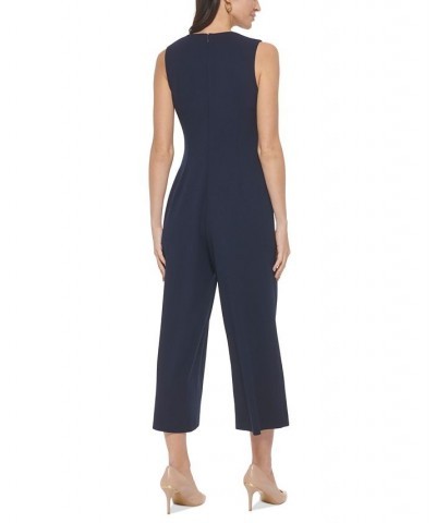 Women's Sleeveless Cropped Wide-Leg Jumpsuit Indigo $61.09 Pants