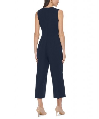 Women's Sleeveless Cropped Wide-Leg Jumpsuit Indigo $61.09 Pants