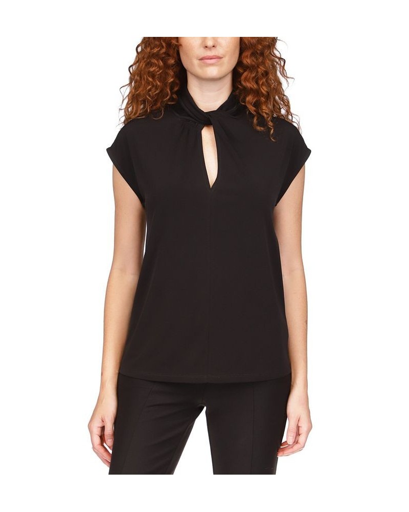 Women's Twist-Neck Sleeveless Top Black $32.03 Tops