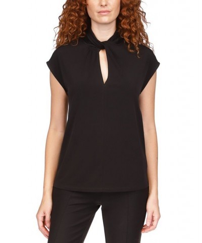 Women's Twist-Neck Sleeveless Top Black $32.03 Tops