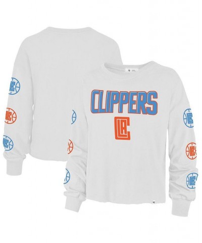 Women's '47 White La Clippers 2021/22 City Edition Call Up Parkway Long Sleeve T-shirt White $22.78 Tops