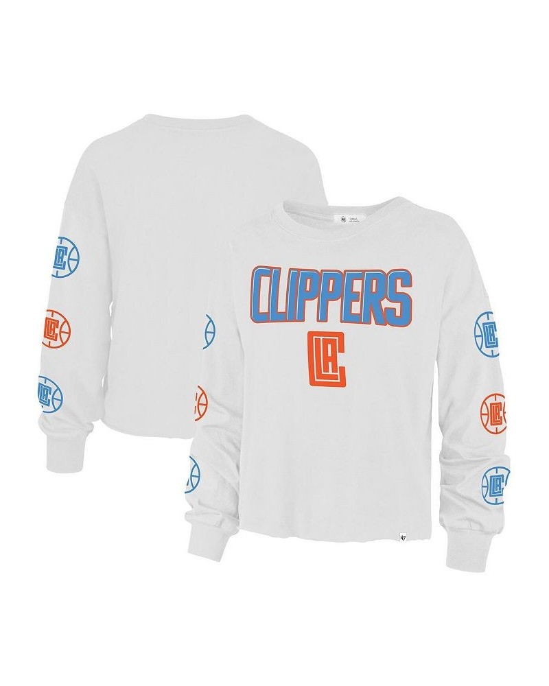 Women's '47 White La Clippers 2021/22 City Edition Call Up Parkway Long Sleeve T-shirt White $22.78 Tops