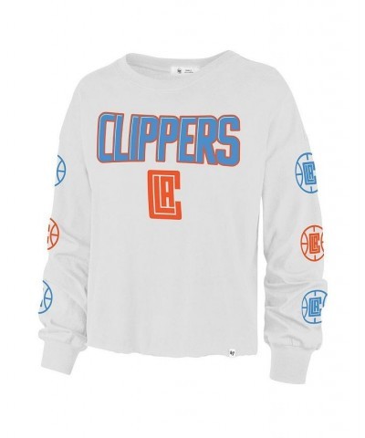 Women's '47 White La Clippers 2021/22 City Edition Call Up Parkway Long Sleeve T-shirt White $22.78 Tops