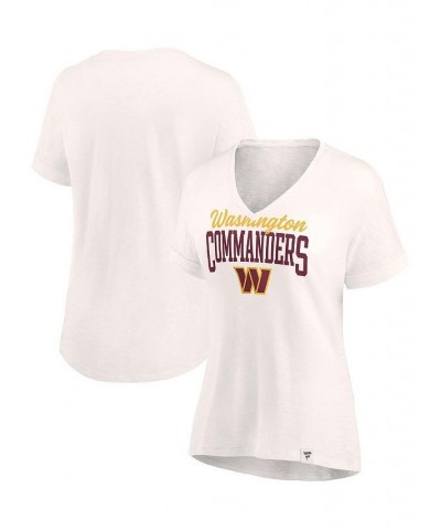 Women's Branded Oatmeal Washington Commanders Motivating Force V-Neck T-shirt Tan/Beige $21.15 Tops