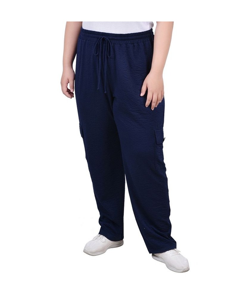 Plus Size Knit Gauze Pants Blue $12.56 Pants