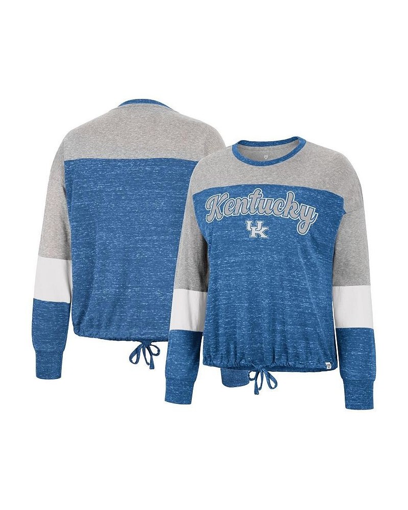 Women's Royal Kentucky Wildcats Joanna Tie Front Long Sleeve T-shirt Royal $26.99 Tops