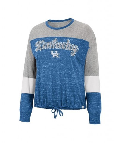 Women's Royal Kentucky Wildcats Joanna Tie Front Long Sleeve T-shirt Royal $26.99 Tops