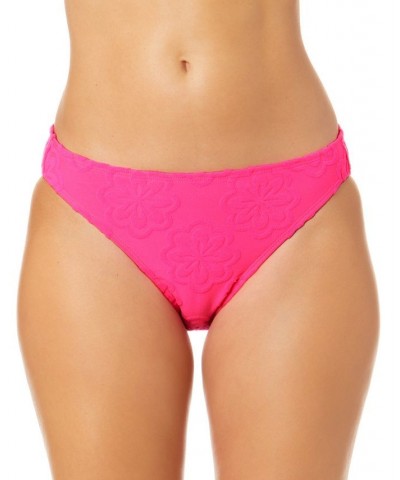 Juniors' Pink Sizzle Terry Daisy Ring-Front Bralette Bikini Top & Bottoms Pink $19.59 Swimsuits
