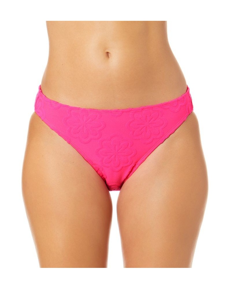 Juniors' Pink Sizzle Terry Daisy Ring-Front Bralette Bikini Top & Bottoms Pink $19.59 Swimsuits