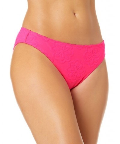 Juniors' Pink Sizzle Terry Daisy Ring-Front Bralette Bikini Top & Bottoms Pink $19.59 Swimsuits