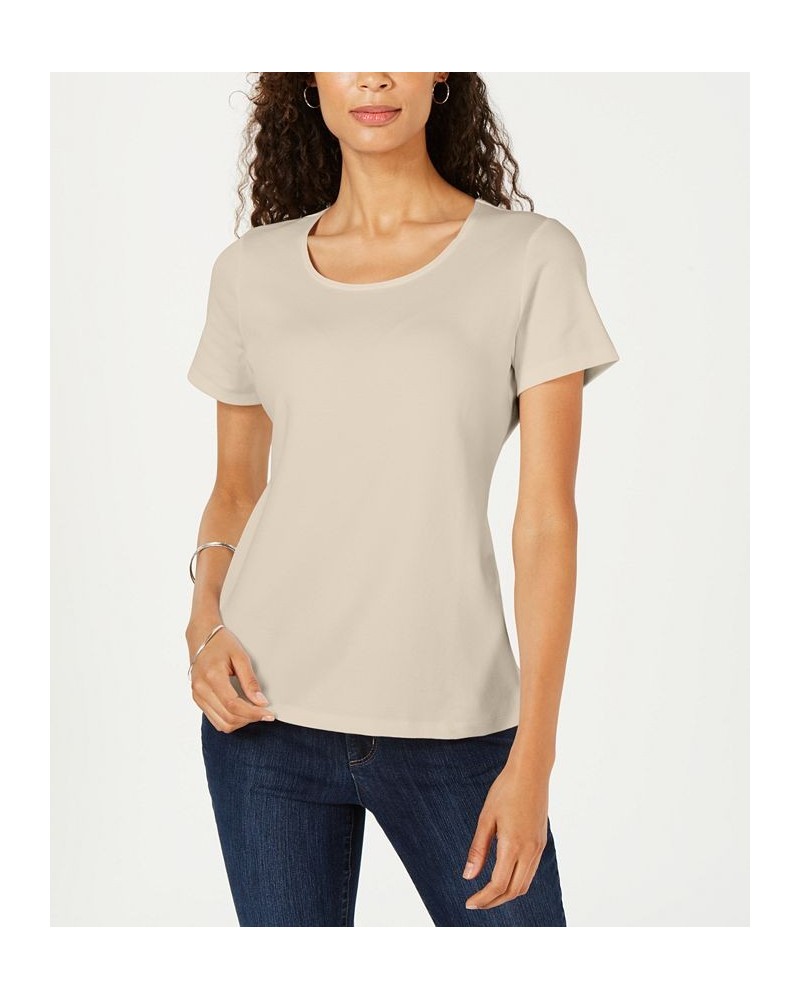 Petite Cotton Scoop-Neck Top Pebble $11.39 Tops