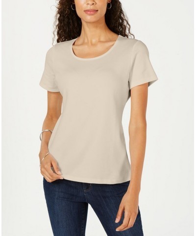 Petite Cotton Scoop-Neck Top Pebble $11.39 Tops