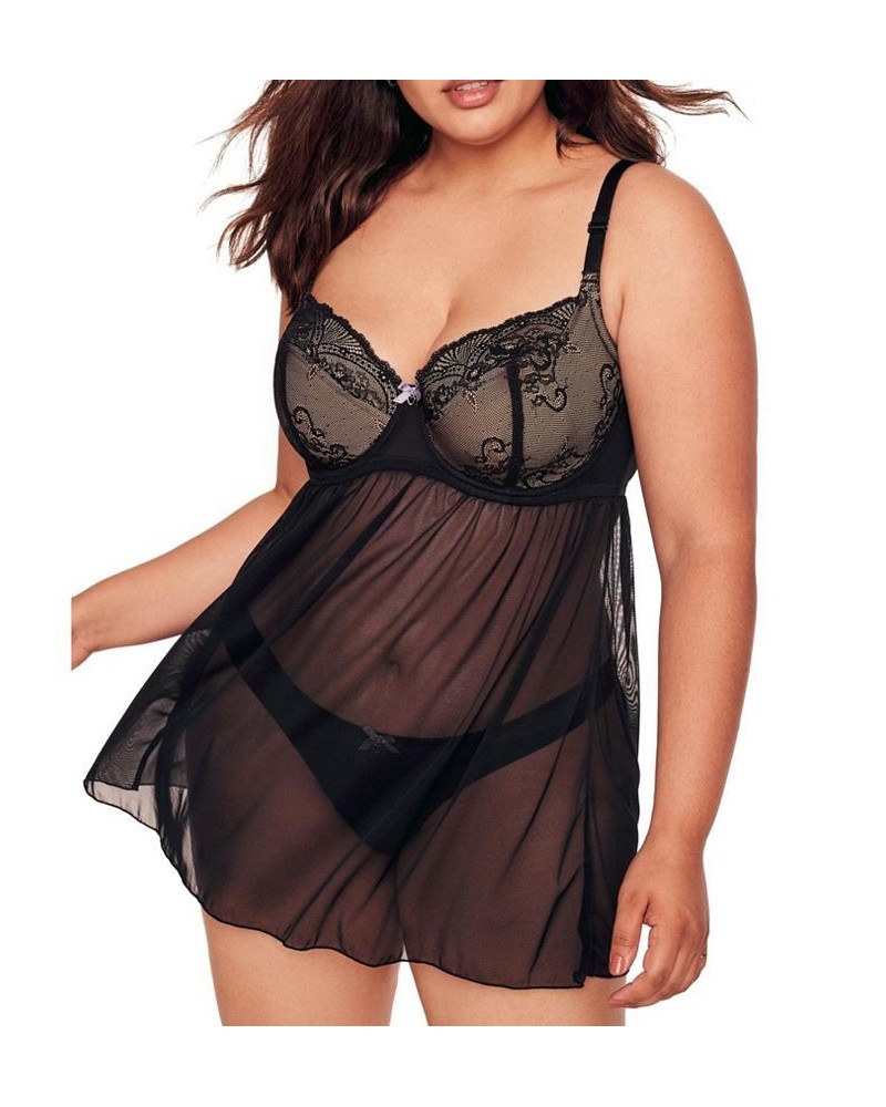 Ella Women's Plus-Size Babydoll Lingerie Black $34.28 Lingerie