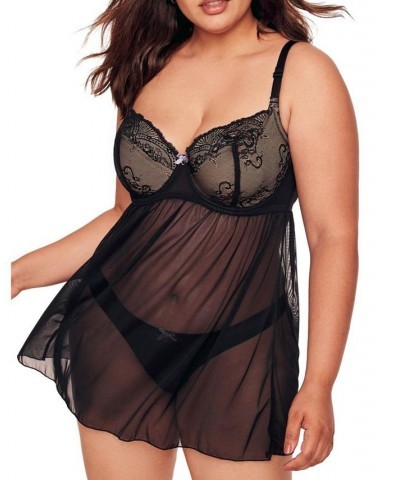 Ella Women's Plus-Size Babydoll Lingerie Black $34.28 Lingerie