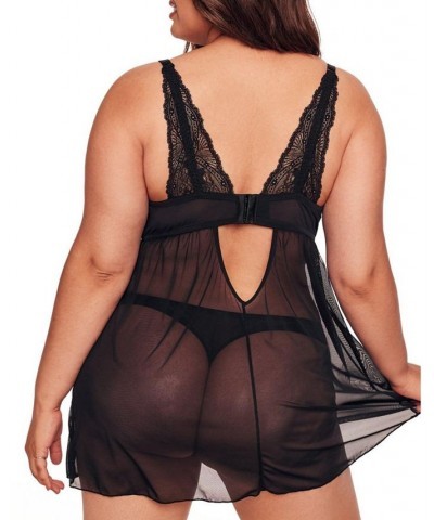 Ella Women's Plus-Size Babydoll Lingerie Black $34.28 Lingerie