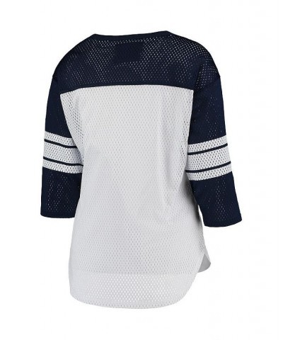 Women's Seattle Seahawks First Team Three-Quarter Sleeve Mesh T-shirt White, College Navy $19.20 Tops