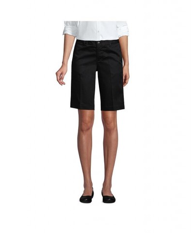 School Uniform Women's Plain Front Blend Chino Shorts Black $25.41 Shorts