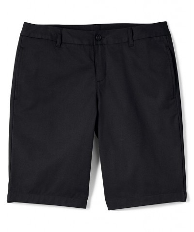 School Uniform Women's Plain Front Blend Chino Shorts Black $25.41 Shorts