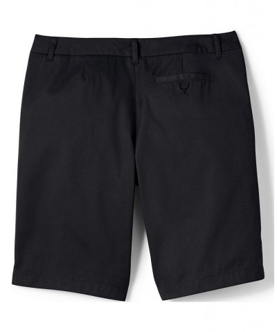 School Uniform Women's Plain Front Blend Chino Shorts Black $25.41 Shorts