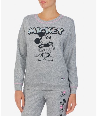 Mickey Mouse Knit Crewneck Pajama Sweatshirt Black $10.80 Sleepwear