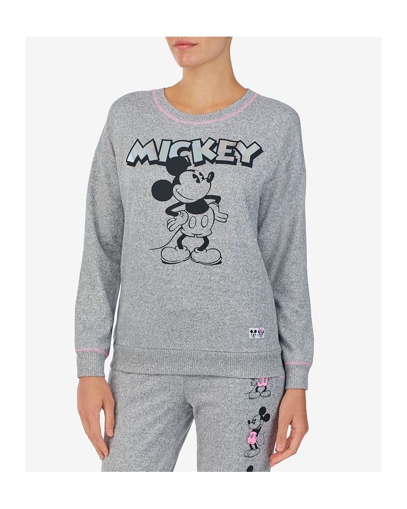 Mickey Mouse Knit Crewneck Pajama Sweatshirt Black $10.80 Sleepwear