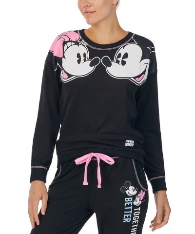 Mickey Mouse Knit Crewneck Pajama Sweatshirt Black $10.80 Sleepwear