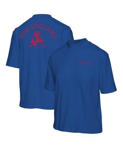 Women's Royal New England Patriots Half-Sleeve Mock Neck T-shirt Royal $21.62 Tops