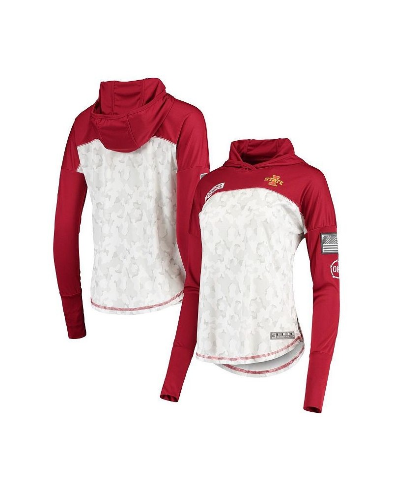 Women's Iowa State Cyclones OHT Military-Inspired Appreciation Mission Arctic Camo Hoodie Long Sleeve T-shirt Cardinal $23.10...
