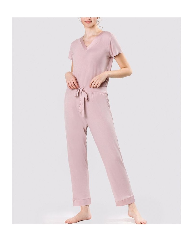 Women's Soft Cotton Cozy Mood Pajama Set Pink $24.53 Sleepwear