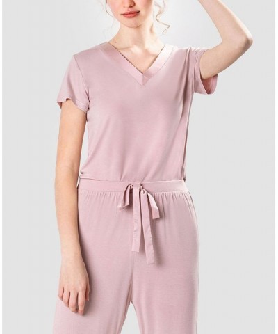 Women's Soft Cotton Cozy Mood Pajama Set Pink $24.53 Sleepwear