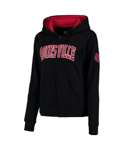 Women's Black Louisville Cardinals Arched Name Full Zip Hoodie Black $30.55 Sweatshirts