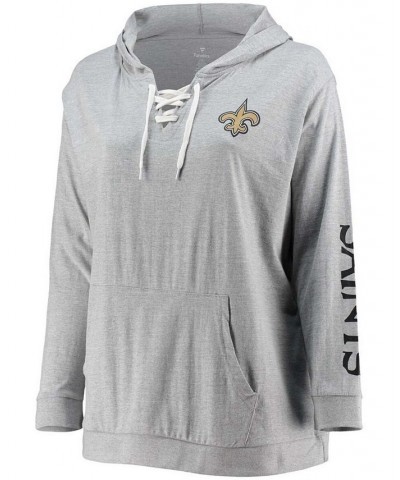 Women's Plus Size Heathered Gray New Orleans Saints Lace-Up Pullover Hoodie Heathered Gray $22.96 Sweatshirts