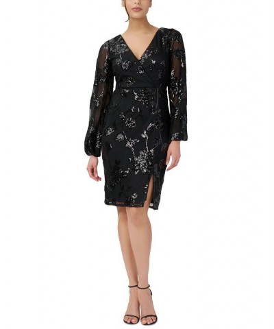 Women's Sequined Sheath Dress Black $71.70 Dresses