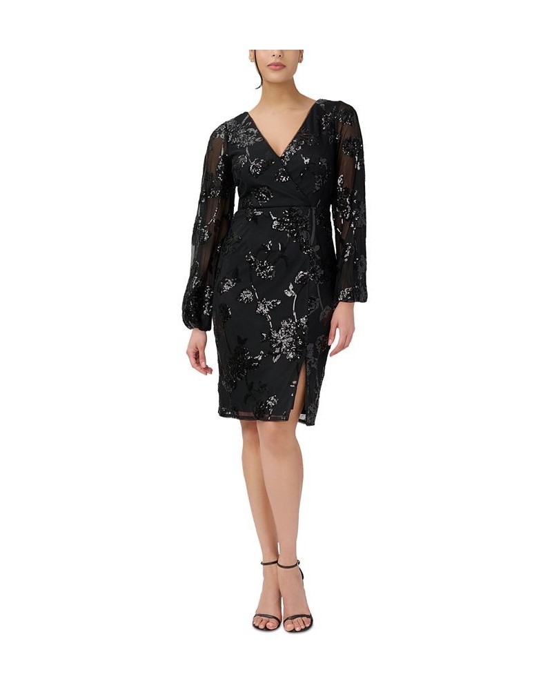 Women's Sequined Sheath Dress Black $71.70 Dresses