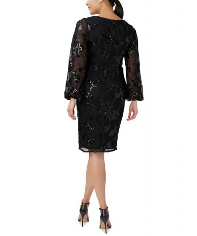 Women's Sequined Sheath Dress Black $71.70 Dresses