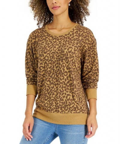 Women's Brushed-Knit Print Sweater Animal Print $13.67 Sweaters
